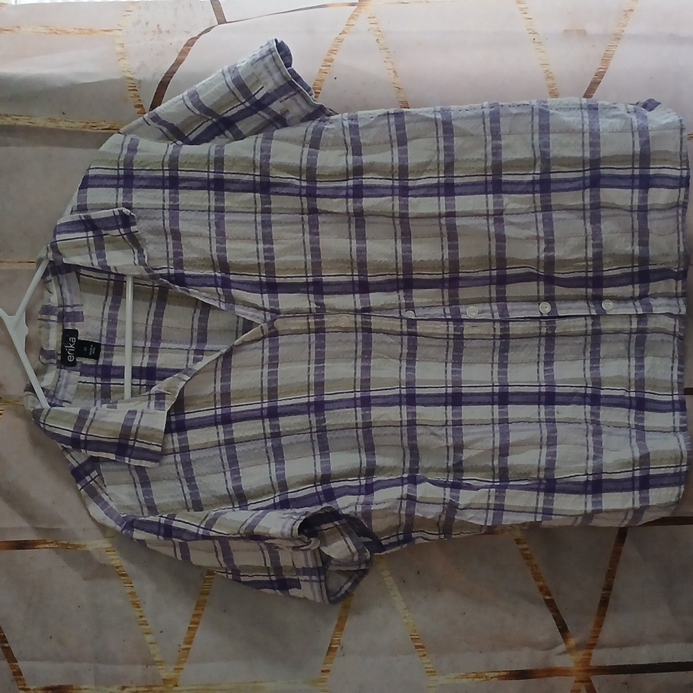 Erika woman's button-up plaid blouse 2X